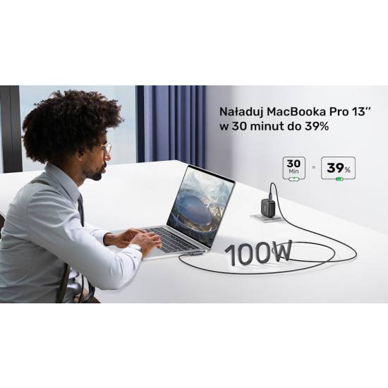 Kabel USB-C -> USB-C kątowy 5,0m PD 100W Unitek C14123BK-5M